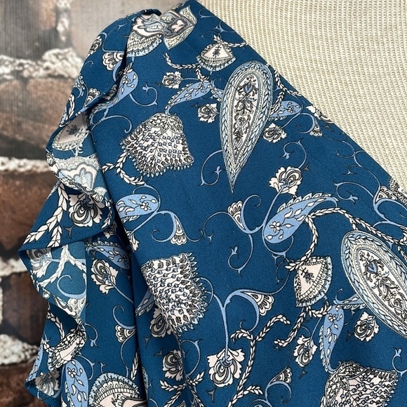 Boutique Romper Ruffled Sleeves Paisley Blue Size 1X - Picture 6 of 16
